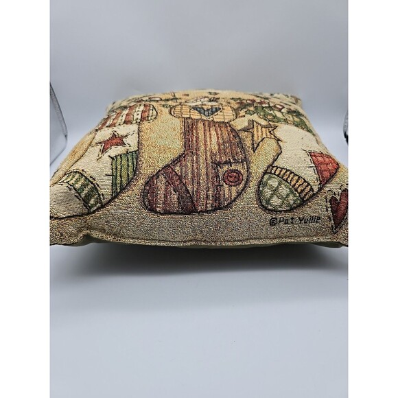Vintage Stockings Christmas Pillow Celebrate The Season Pat Yuille Design 16” - Picture 4 of 4